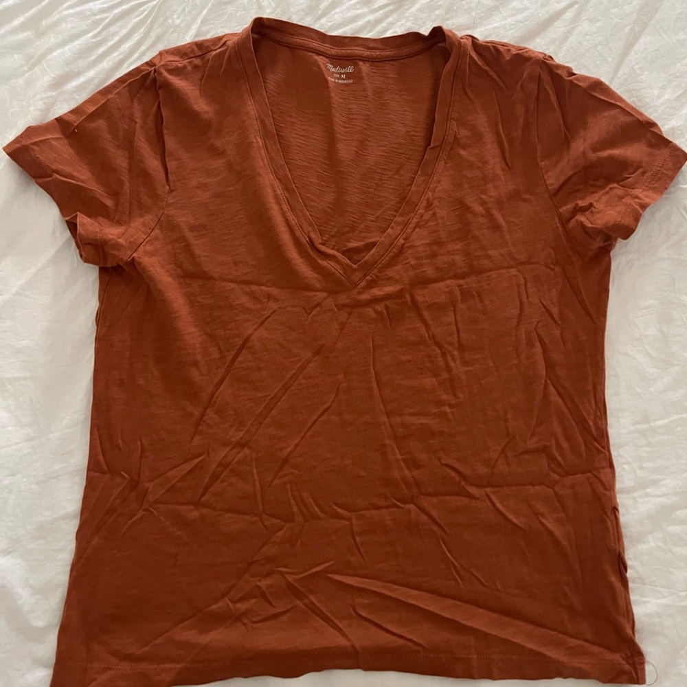 Madewell V-neck tee orange red